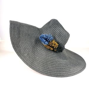 World Market Black Summer Hat With Colored Fringe.